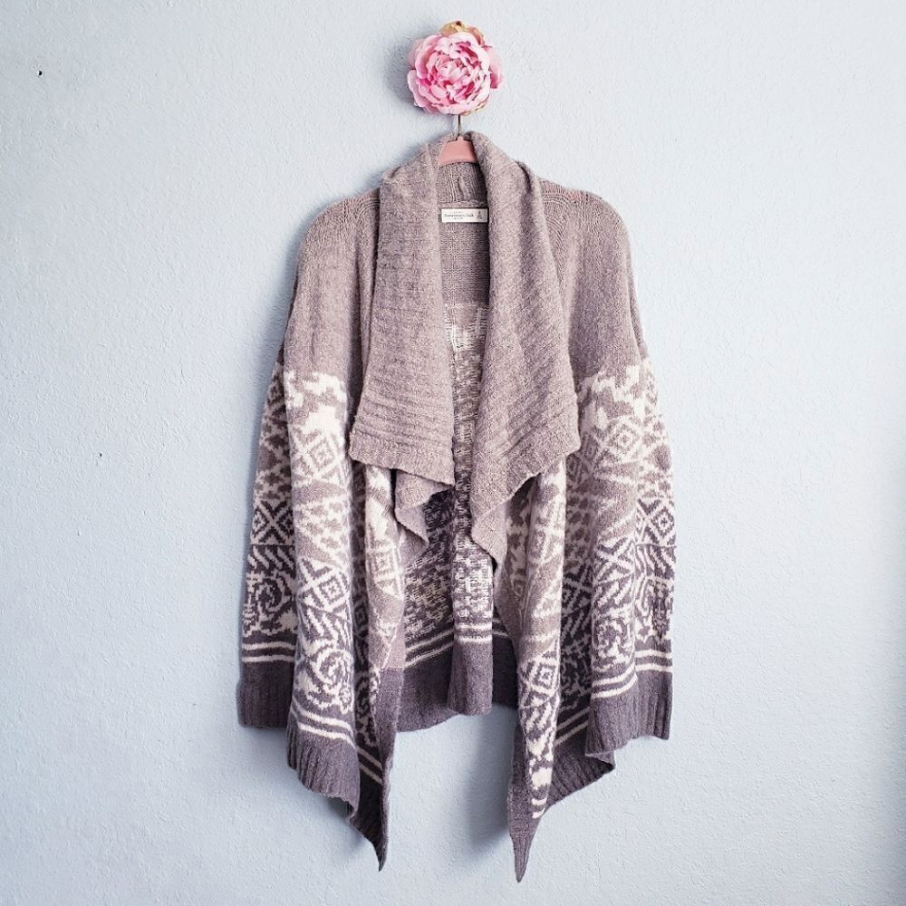 Abercrombie & Fitch‎ Aztec Pattern Waterfall Open Front Cardigan